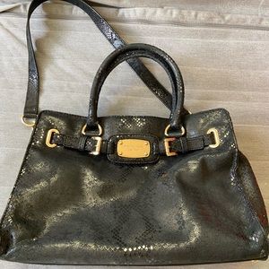Michael Kors Black Sueded Leather Tote Bag